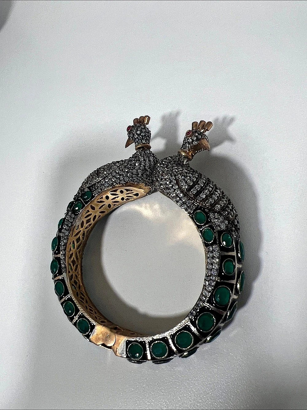 Peacock Cuff Bracelet in Green & Gold Brand New